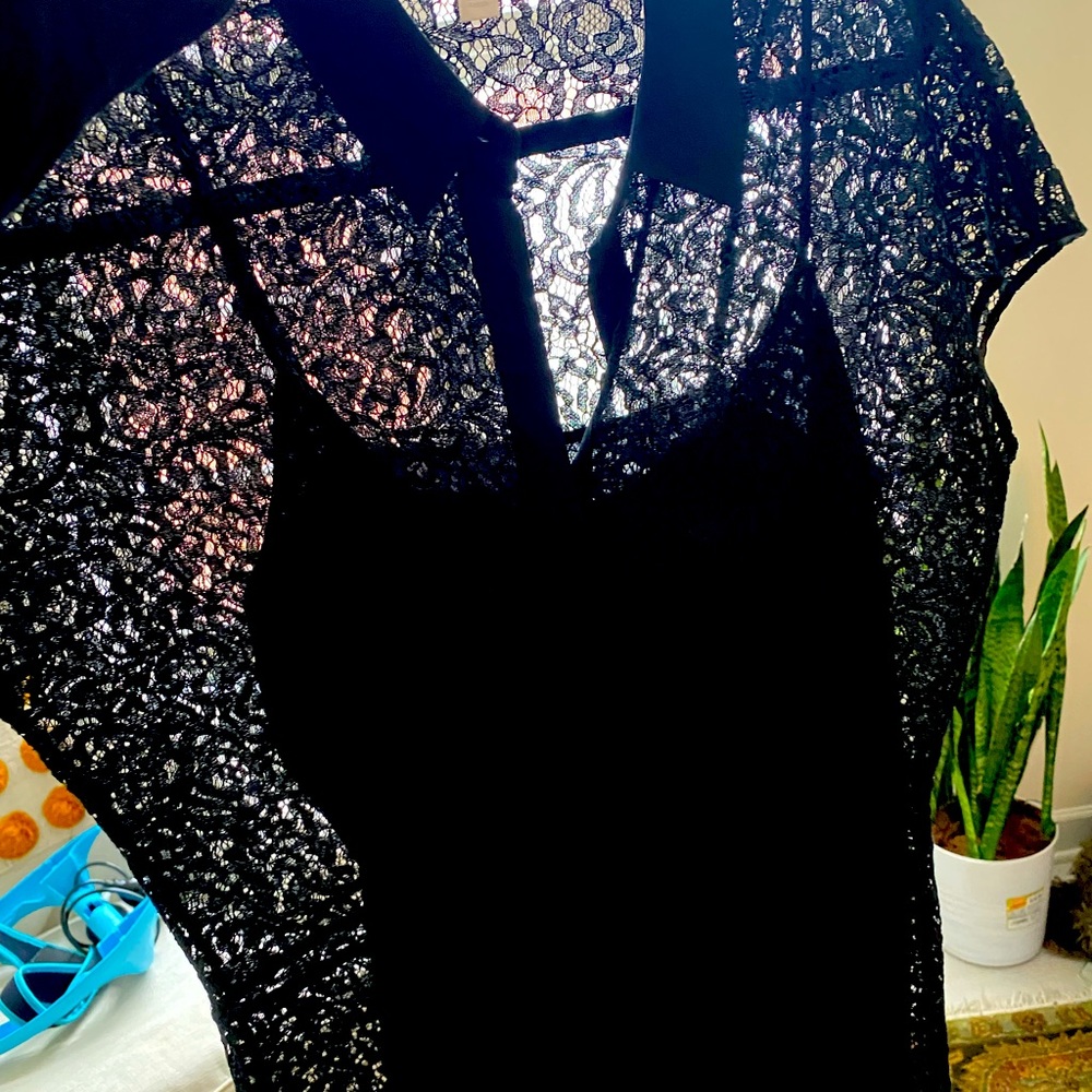 Black lace two piece dress